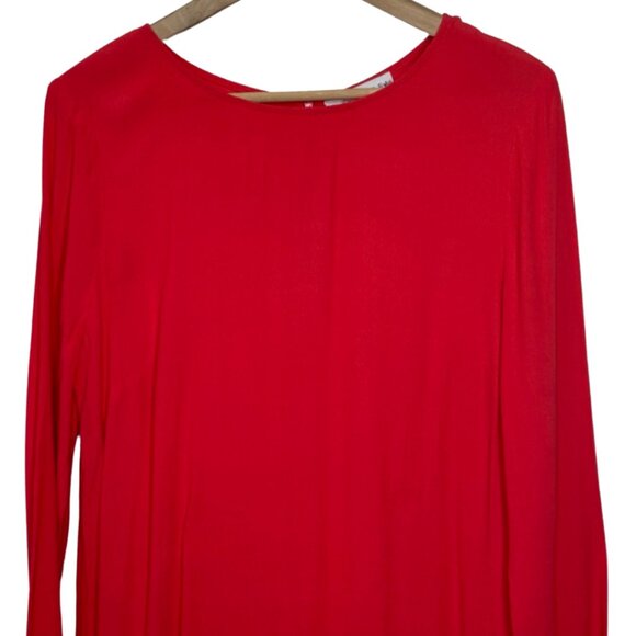 WAYF | Women's Coral Long Sleeve Crepe Lightweight Shift Dress | Size L - Picture 2 of 13